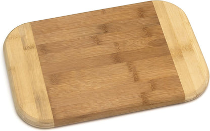 Bamboo Wood Two-Tone Kitchen Cutting and Serving Board, Small, 7 3/4" x 6" x 1/4", Set of 2