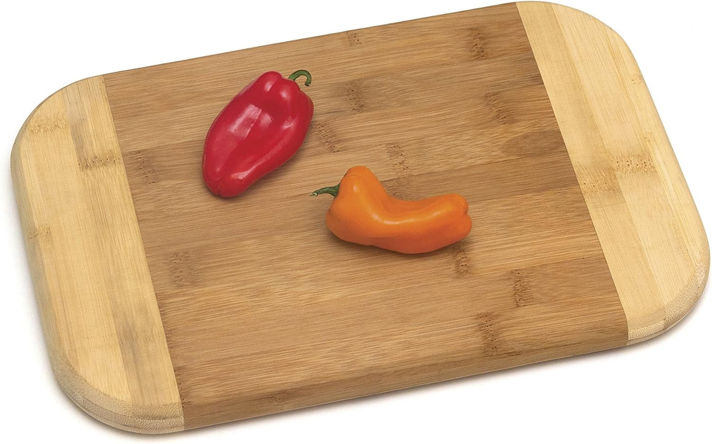 Bamboo Wood Two-Tone Kitchen Cutting and Serving Board, Small, 7 3/4" x 6" x 1/4", Set of 2