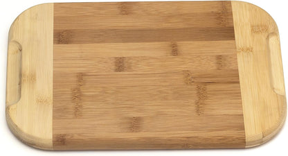 Bamboo Wood Two-Tone Kitchen Cutting and Serving Board, Small, 7 3/4" x 6" x 1/4", Set of 2