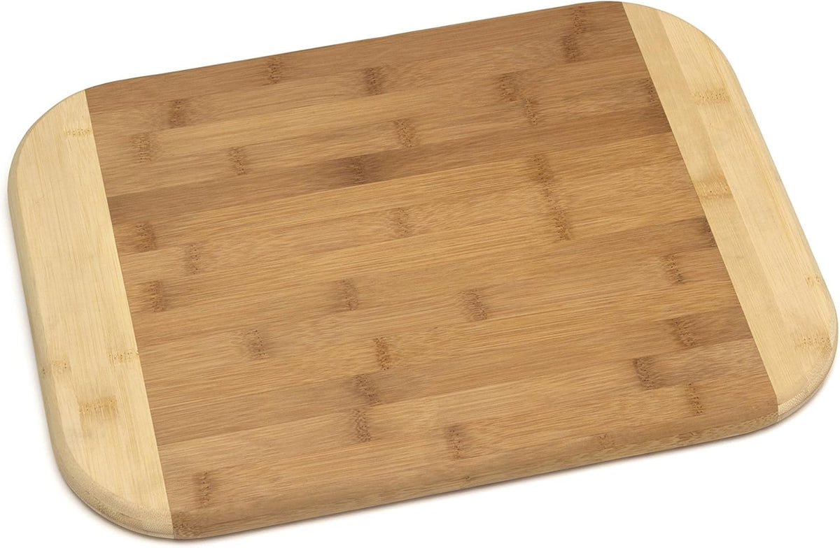 Bamboo Wood Two-Tone Kitchen Cutting and Serving Board, Small, 7 3/4" x 6" x 1/4", Set of 2