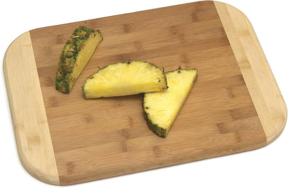 Bamboo Wood Two-Tone Kitchen Cutting and Serving Board, Small, 7 3/4" x 6" x 1/4", Set of 2