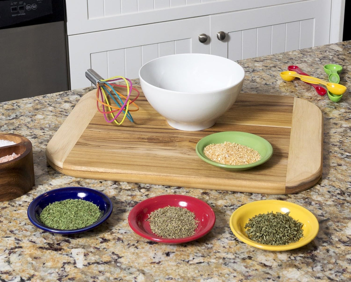 Bamboo Wood Two-Tone Kitchen Cutting and Serving Board, Small, 7 3/4" x 6" x 1/4", Set of 2