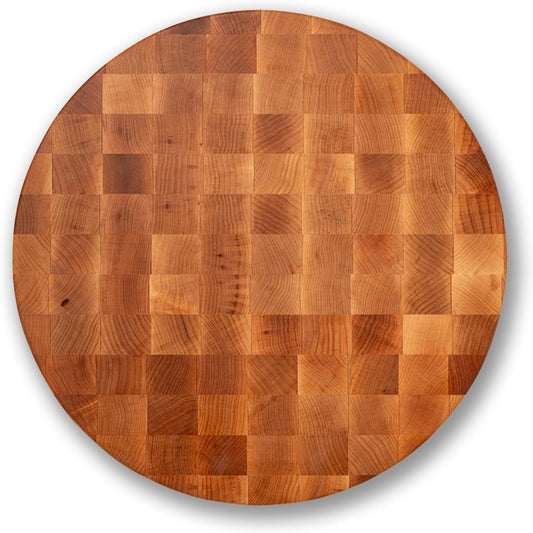 CCB Series Round Wooden Maple Cutting Board 18”x18” – 3” Thick, 22-lb Non-Reversible Butcher Block with End-Grain – Made in the USA