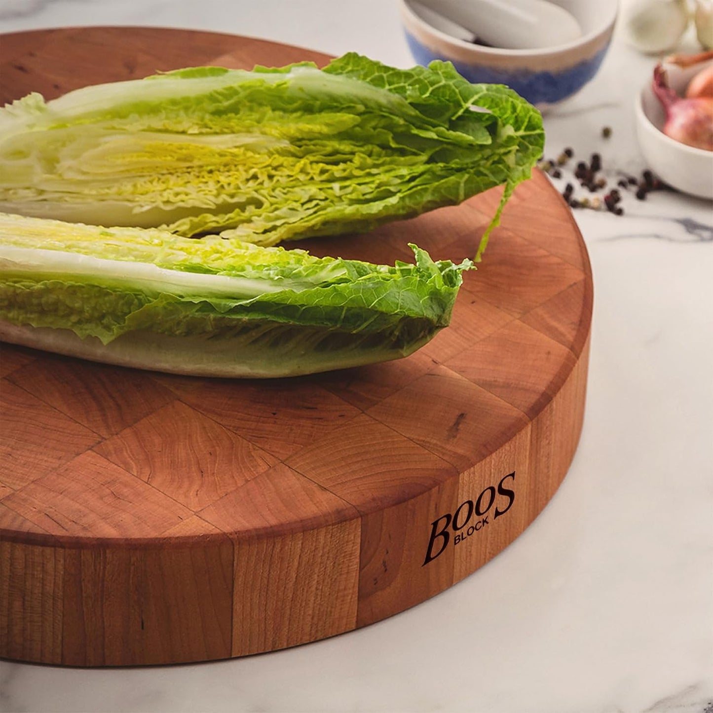 CCB Series Round Wooden Maple Cutting Board 18”x18” – 3” Thick, 22-lb Non-Reversible Butcher Block with End-Grain – Made in the USA