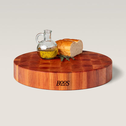 CCB Series Round Wooden Maple Cutting Board 18”x18” – 3” Thick, 22-lb Non-Reversible Butcher Block with End-Grain – Made in the USA