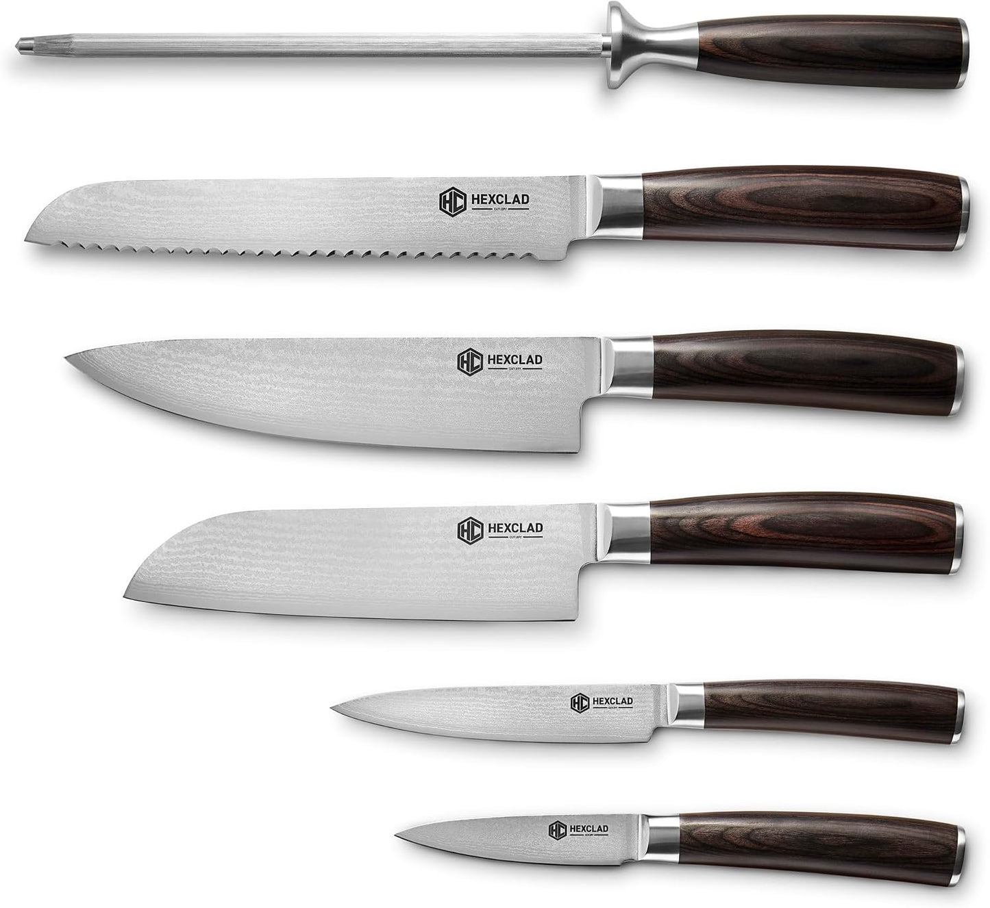Green 4 Piece Damascus Steel Steak Knife Set, Full Tang | Full Tang Construction, Pakkawood Handle