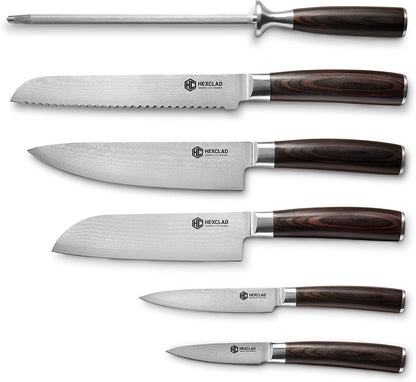 Green 4 Piece Damascus Steel Steak Knife Set, Full Tang | Full Tang Construction, Pakkawood Handle