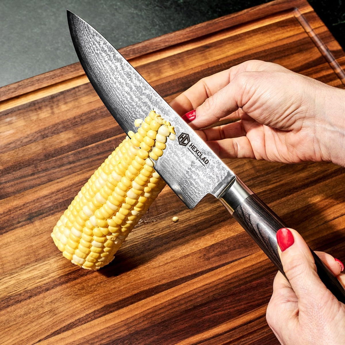 Green 4 Piece Damascus Steel Steak Knife Set, Full Tang | Full Tang Construction, Pakkawood Handle