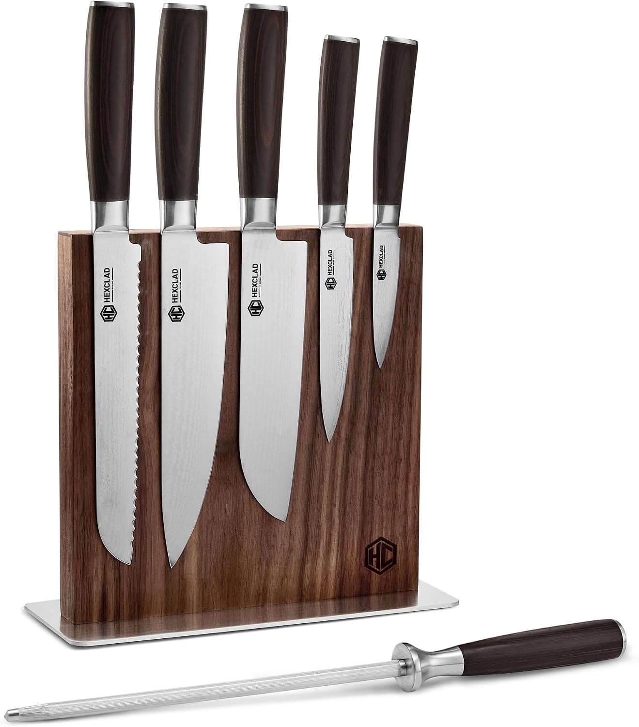 Green 4 Piece Damascus Steel Steak Knife Set, Full Tang | Full Tang Construction, Pakkawood Handle