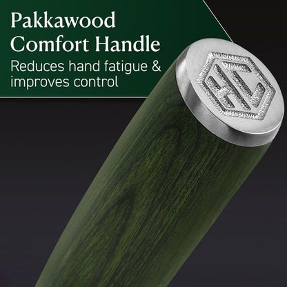 Green 4 Piece Damascus Steel Steak Knife Set, Full Tang | Full Tang Construction, Pakkawood Handle