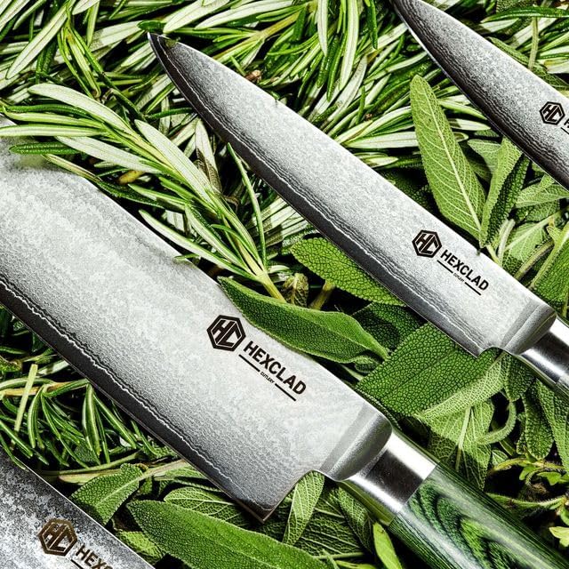 Green 4 Piece Damascus Steel Steak Knife Set, Full Tang | Full Tang Construction, Pakkawood Handle