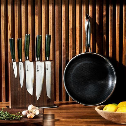 Green 4 Piece Damascus Steel Steak Knife Set, Full Tang | Full Tang Construction, Pakkawood Handle