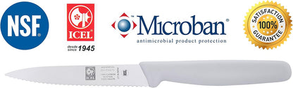 4 Inch Paring Knife, Serrated Edge, High Carbon German Stainless Steel razor Sharp Blade, White Handle