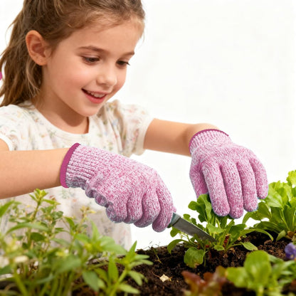 4PCS Cut Resistant Gloves for Kids 4-6 Years Level 5 Protection Cutting Glove Food Grade for Fishing Garden Whittle