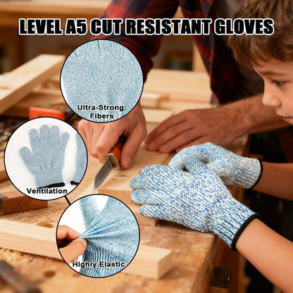 4PCS Cut Resistant Gloves for Kids 4-6 Years Level 5 Protection Cutting Glove Food Grade for Fishing Garden Whittle