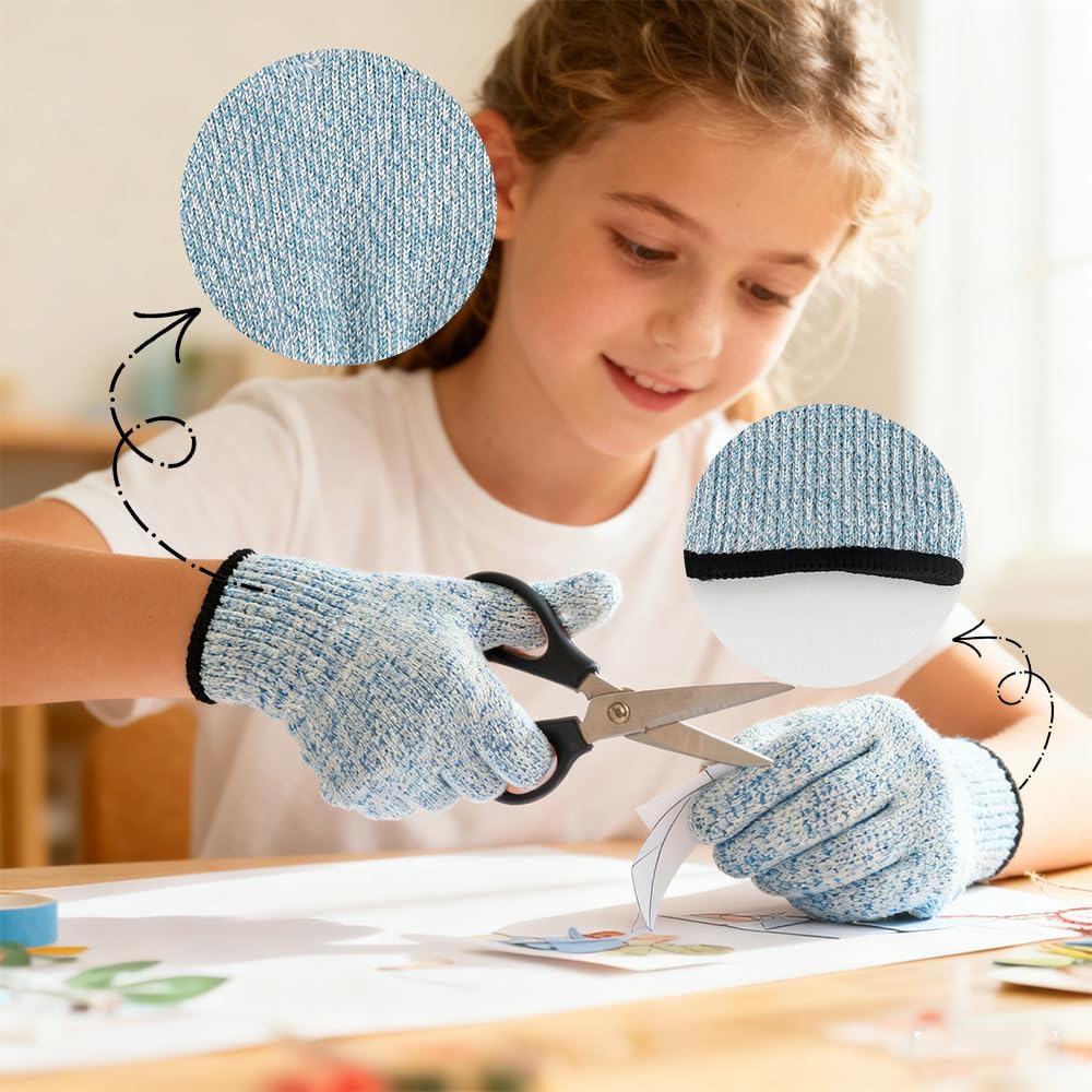 4PCS Cut Resistant Gloves for Kids 4-6 Years Level 5 Protection Cutting Glove Food Grade for Fishing Garden Whittle