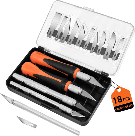 Exacto Knife Set,4 Knife with 14p SK5 Steel Blades for Carving,Scrapbooking