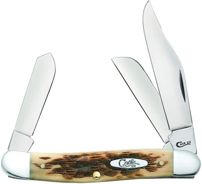 Case XX WR Folding Pocket Knife 3 Blade Stockman 3 7/8 Inches Closed (Amber Bone)