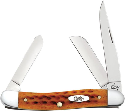 Case XX WR Folding Pocket Knife 3 Blade Stockman 3 7/8 Inches Closed (Amber Bone)