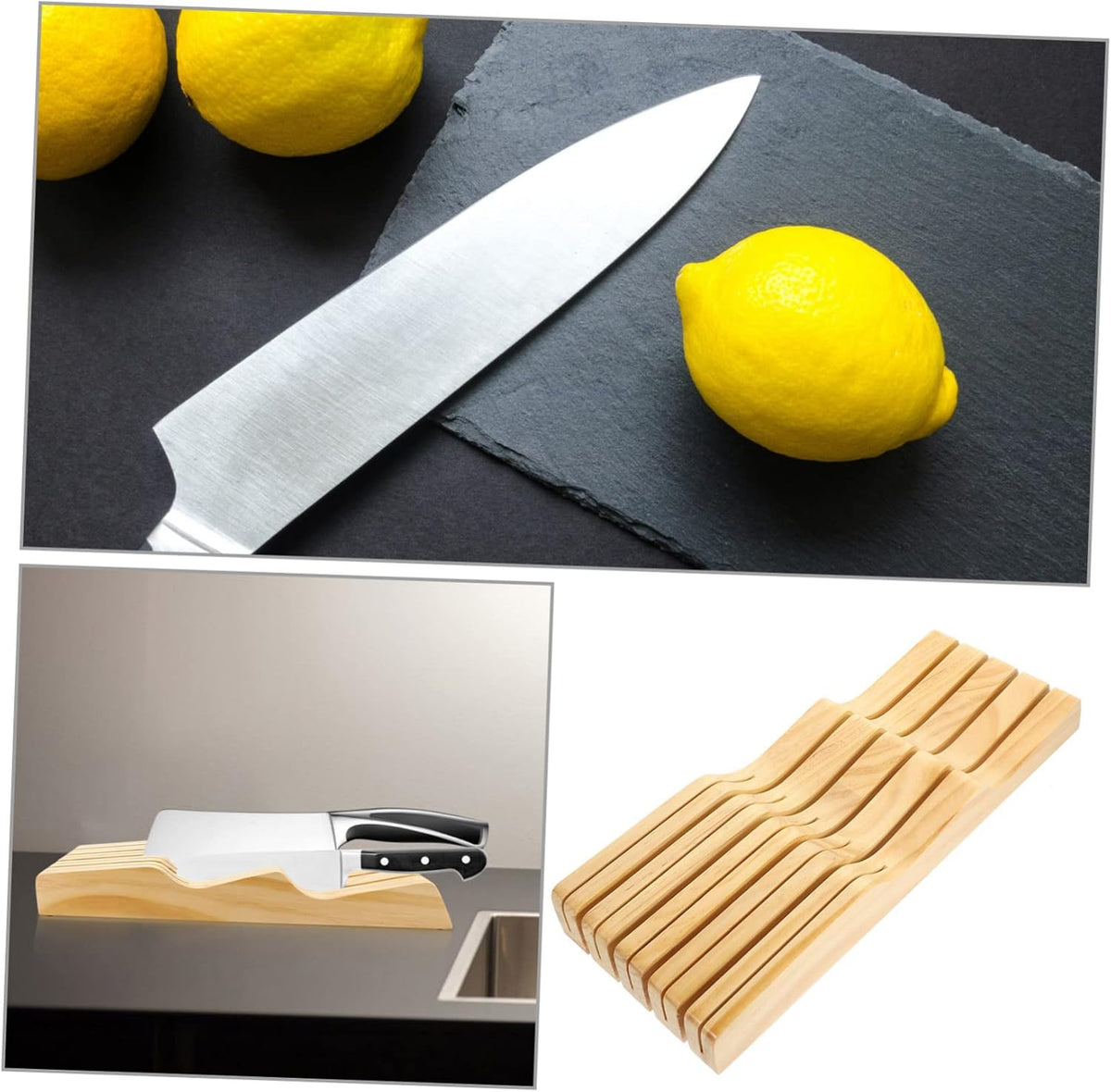 Block Knife Holder Knives Storage Rack In-drawer Knives Block Wooden Knives Storage Easy to Cle