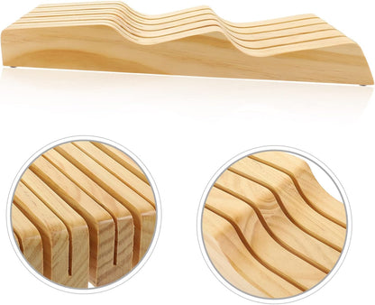 Block Knife Holder Knives Storage Rack In-drawer Knives Block Wooden Knives Storage Easy to Cle