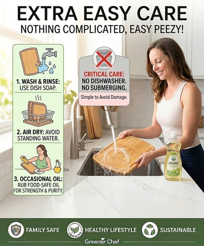 Luxury Bamboo Cutting Board Set of 3 with Glue-Free Surface Technology - Extra Spacious Wood Cutting Boards for Kitchen and XL Chopping Board Set - Replacements for Life