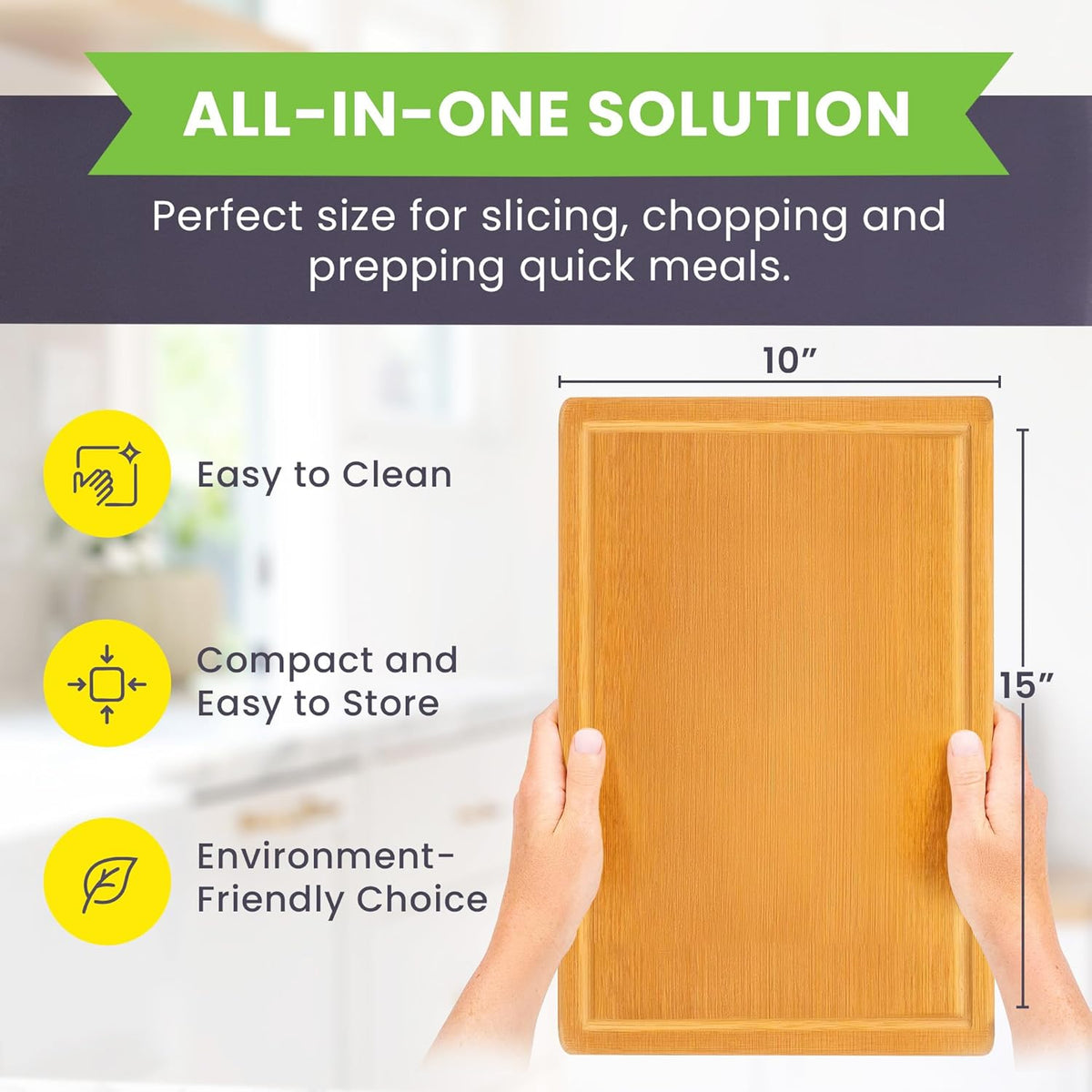 Luxury Bamboo Cutting Board Set of 3 with Glue-Free Surface Technology - Extra Spacious Wood Cutting Boards for Kitchen and XL Chopping Board Set - Replacements for Life