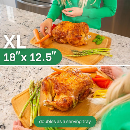 Luxury Bamboo Cutting Board Set of 3 with Glue-Free Surface Technology - Extra Spacious Wood Cutting Boards for Kitchen and XL Chopping Board Set - Replacements for Life