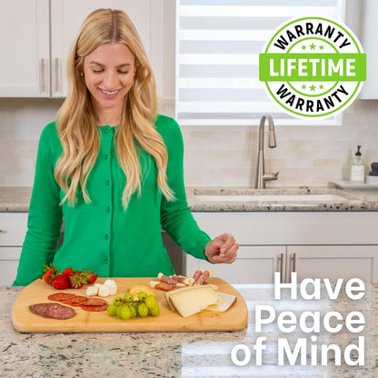 Luxury Bamboo Cutting Board Set of 3 with Glue-Free Surface Technology - Extra Spacious Wood Cutting Boards for Kitchen and XL Chopping Board Set - Replacements for Life