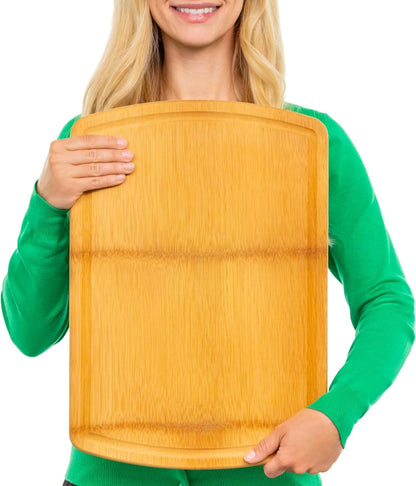 Luxury Bamboo Cutting Board Set of 3 with Glue-Free Surface Technology - Extra Spacious Wood Cutting Boards for Kitchen and XL Chopping Board Set - Replacements for Life
