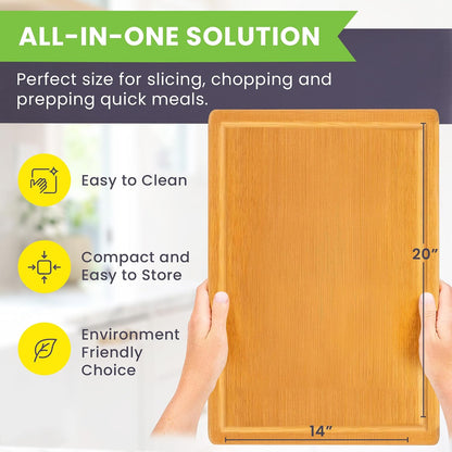 Luxury Bamboo Cutting Board Set of 3 with Glue-Free Surface Technology - Extra Spacious Wood Cutting Boards for Kitchen and XL Chopping Board Set - Replacements for Life