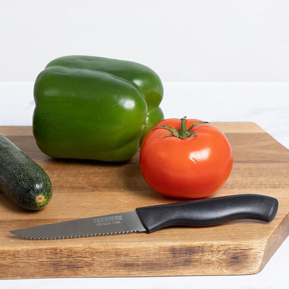 Paring Knife, 6-Piece Set, Knives with Straight Edge 4 Inch Blade, Stainless Steel, Spear Point, Fruit and Vegetable Cutting and Peeling, Black (Black, Serrated)