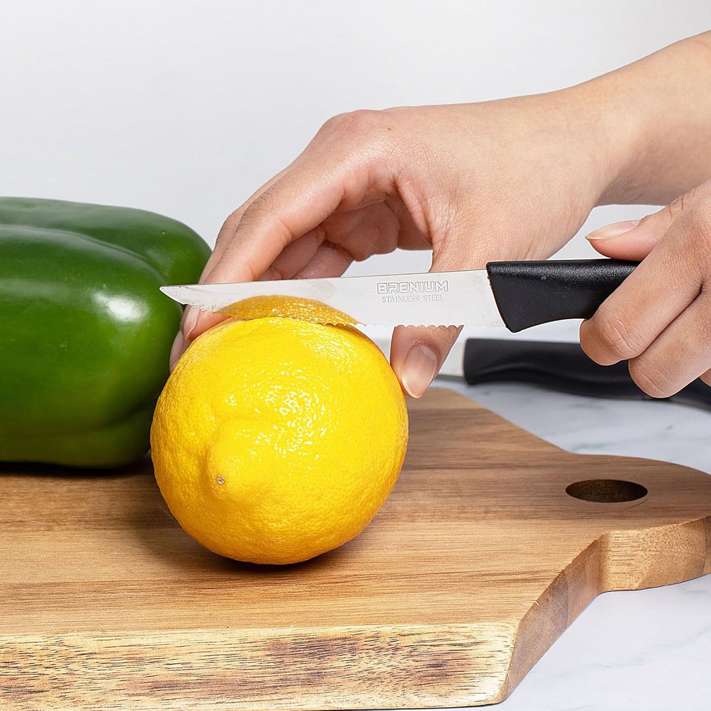 Paring Knife, 6-Piece Set, Knives with Straight Edge 4 Inch Blade, Stainless Steel, Spear Point, Fruit and Vegetable Cutting and Peeling, Black (Black, Serrated)