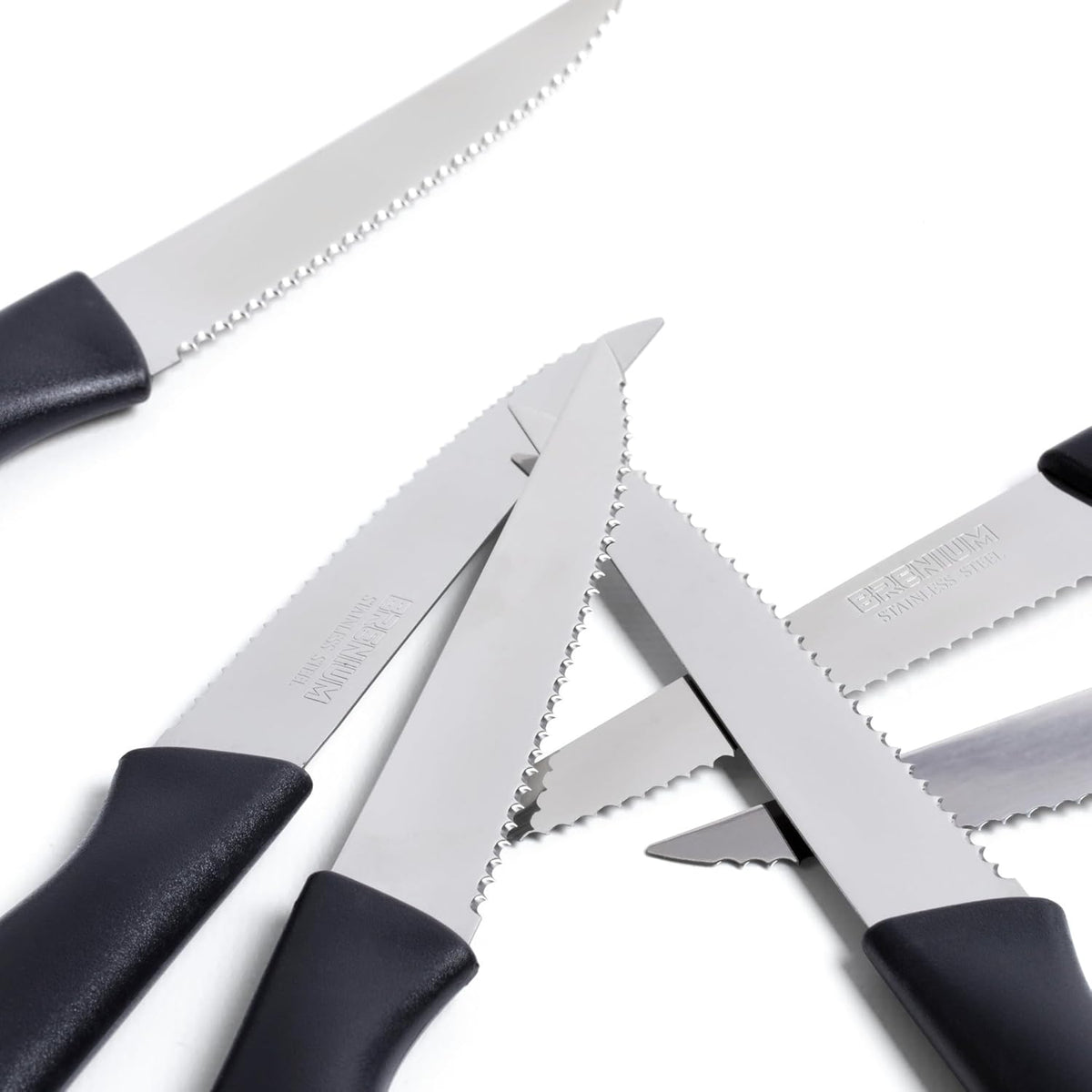 Paring Knife, 6-Piece Set, Knives with Straight Edge 4 Inch Blade, Stainless Steel, Spear Point, Fruit and Vegetable Cutting and Peeling, Black (Black, Serrated)