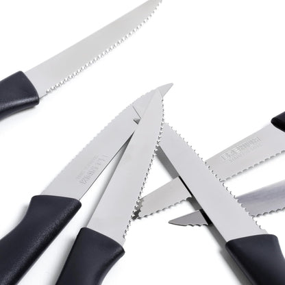 Paring Knife, 6-Piece Set, Knives with Straight Edge 4 Inch Blade, Stainless Steel, Spear Point, Fruit and Vegetable Cutting and Peeling, Black (Black, Serrated)