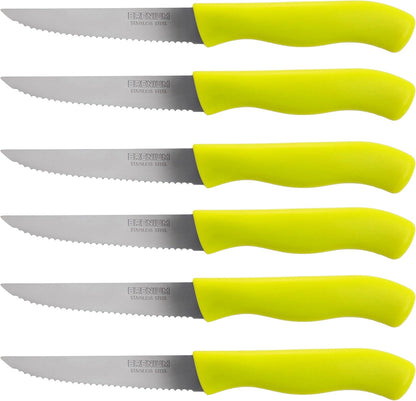 Paring Knife, 6-Piece Set, Knives with Straight Edge 4 Inch Blade, Stainless Steel, Spear Point, Fruit and Vegetable Cutting and Peeling, Black (Black, Serrated)