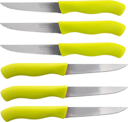 Paring Knife, 6-Piece Set, Knives with Straight Edge 4 Inch Blade, Stainless Steel, Spear Point, Fruit and Vegetable Cutting and Peeling, Black (Black, Serrated)