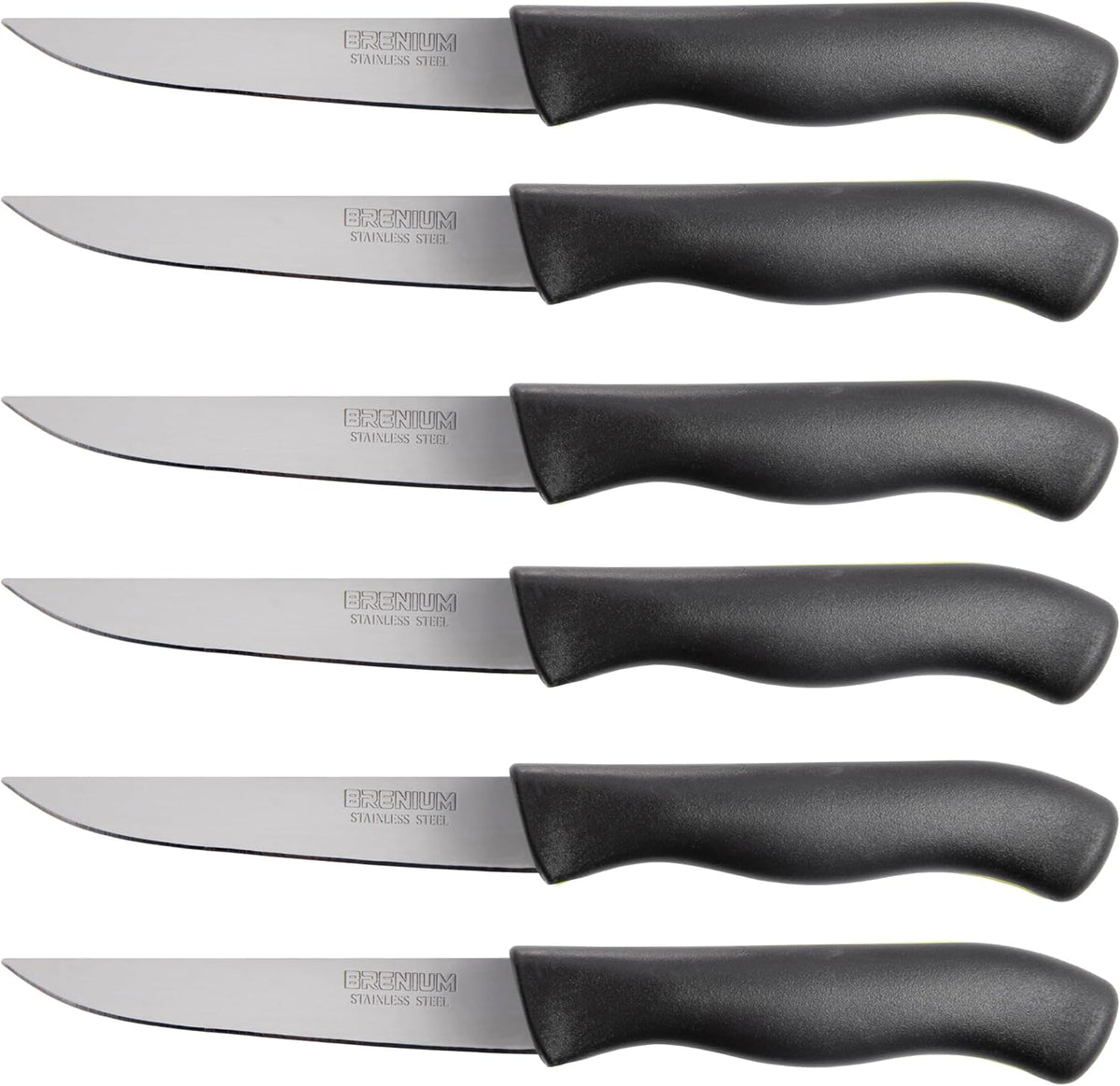 Paring Knife, 6-Piece Set, Knives with Straight Edge 4 Inch Blade, Stainless Steel, Spear Point, Fruit and Vegetable Cutting and Peeling, Black (Black, Serrated)