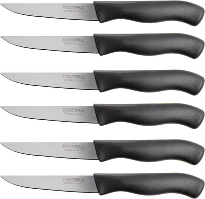 Paring Knife, 6-Piece Set, Knives with Straight Edge 4 Inch Blade, Stainless Steel, Spear Point, Fruit and Vegetable Cutting and Peeling, Black (Black, Serrated)