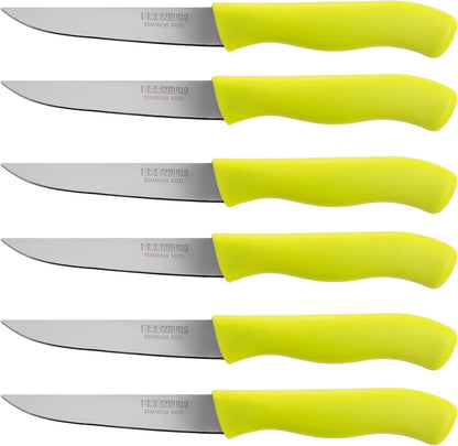 Paring Knife, 6-Piece Set, Knives with Straight Edge 4 Inch Blade, Stainless Steel, Spear Point, Fruit and Vegetable Cutting and Peeling, Black (Black, Serrated)