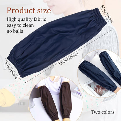2Pairs Elastic Waterproof PU Arm Oversleeves for Cooking Garden Task | Sleeves Protector,Oilproof,Soft Breathable PU Leather,Reusable,Keep Sleeves Clean,for Dishwashing Gardening Car Washing
