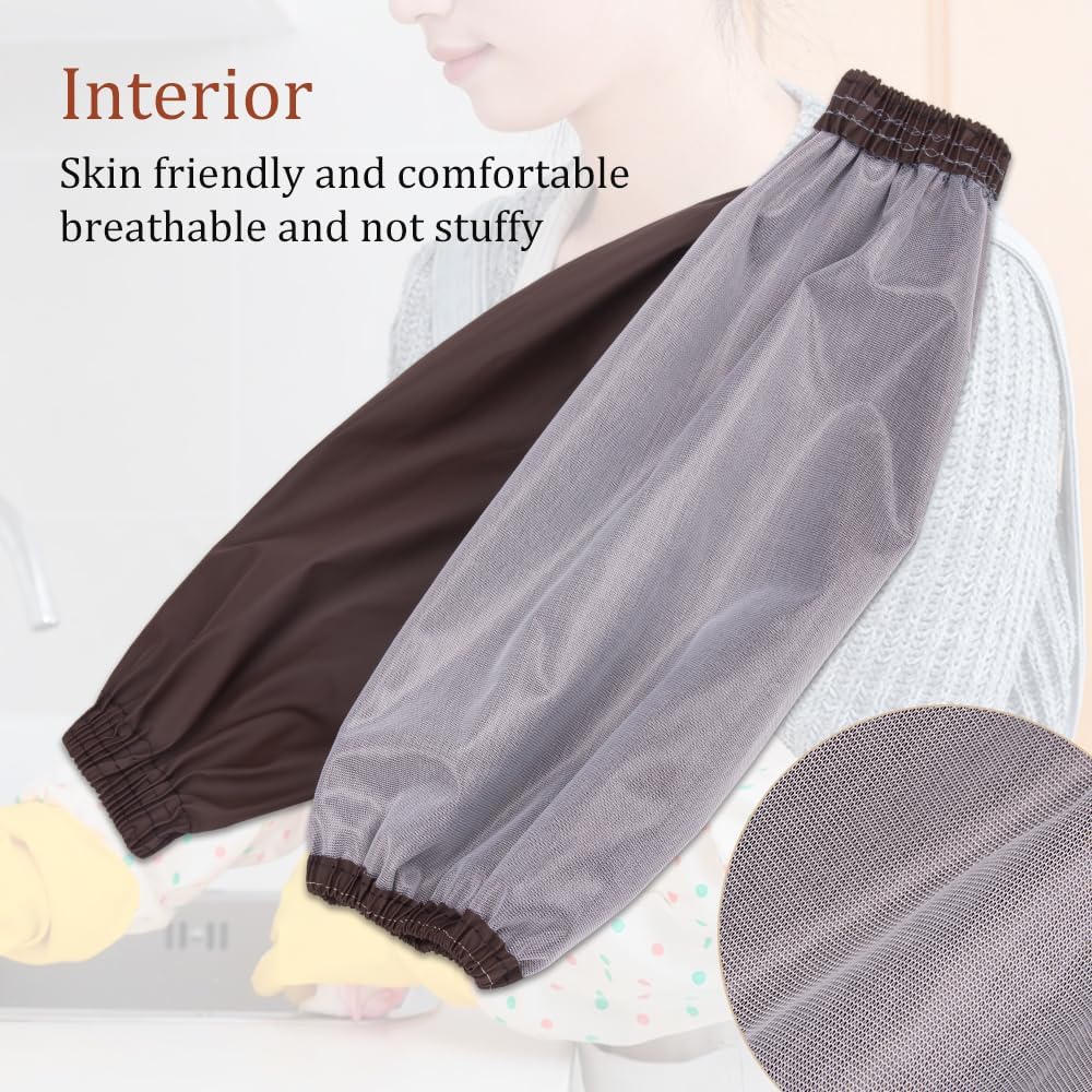 2Pairs Elastic Waterproof PU Arm Oversleeves for Cooking Garden Task | Sleeves Protector,Oilproof,Soft Breathable PU Leather,Reusable,Keep Sleeves Clean,for Dishwashing Gardening Car Washing
