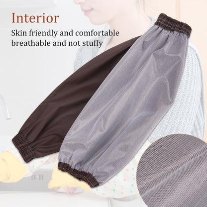 2Pairs Elastic Waterproof PU Arm Oversleeves for Cooking Garden Task | Sleeves Protector,Oilproof,Soft Breathable PU Leather,Reusable,Keep Sleeves Clean,for Dishwashing Gardening Car Washing