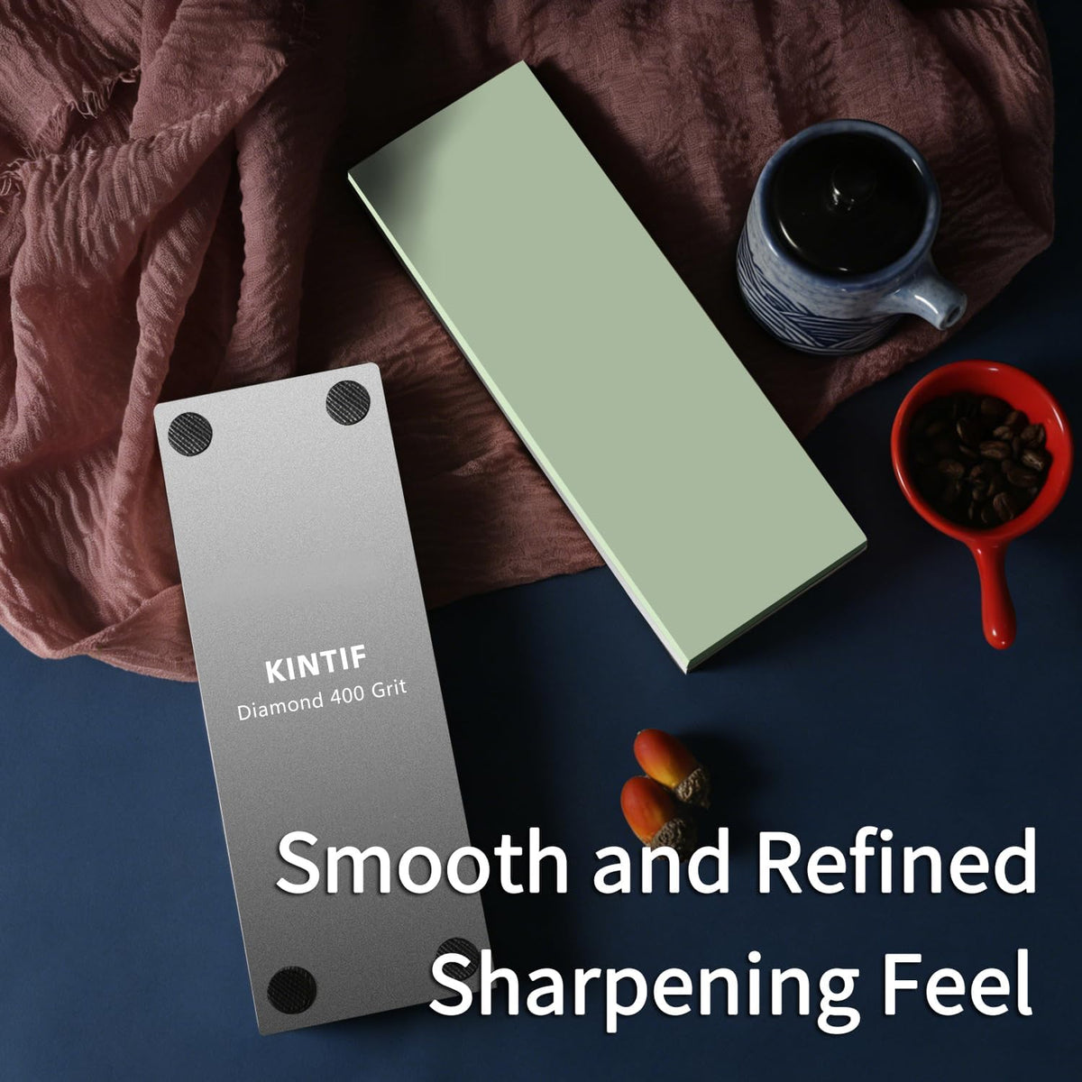 Diamond Whetstone Knife Sharpening Stone #1000, Premium Hard Metal Grinder for Knives, Chisels and Tools, Fast Cutting, Low Wear, Ideal for S90V, M390, with Non-Slip Base
