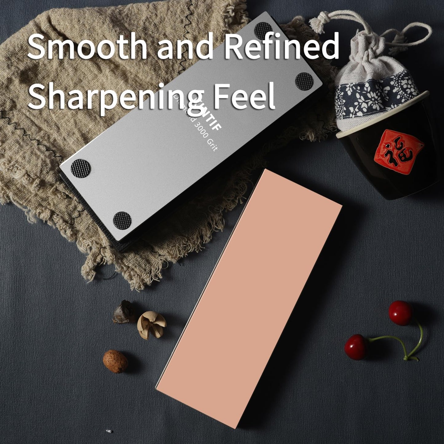 Diamond Whetstone Knife Sharpening Stone #1000, Premium Hard Metal Grinder for Knives, Chisels and Tools, Fast Cutting, Low Wear, Ideal for S90V, M390, with Non-Slip Base