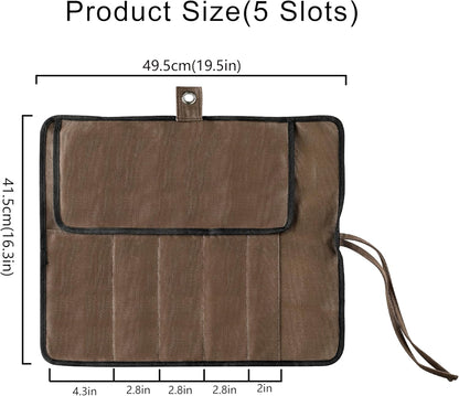 Chef’s Knife Roll Bag, Portable Canvas Cases, Chef Bag With 5 Slots Pockets Can Hold Kitchen Knife Tools Up To 15 Inch