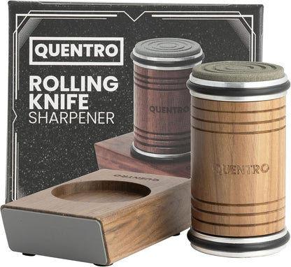 Rolling Knife Sharpener Kit – Premium Walnut Wood – 15° & 20° Multi-Angle Magnetic Sharpener with Diamond Coated & Ceramic Honing Discs – Professional Knife Sharpening Tool for Kitchen, Chef & Home