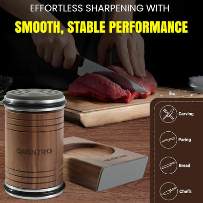 Rolling Knife Sharpener Kit – Premium Walnut Wood – 15° & 20° Multi-Angle Magnetic Sharpener with Diamond Coated & Ceramic Honing Discs – Professional Knife Sharpening Tool for Kitchen, Chef & Home