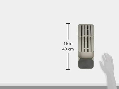 Kitchen Drawer Knife Organizer, 9-Knife Storage Block, Grey, 15.55 x 5.51 x 3 inches