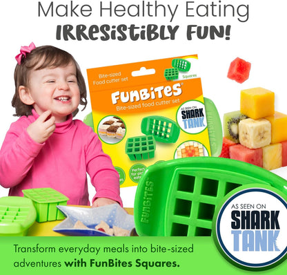 Sandwich Cutter for Kids Lunch, Crustless Bento 2-Pc Set, 1 Pack | Green Squares food cutter for toddlers, bite-size uncrustable shapes, bento lunch accessory, BPA-free, dishwasher safe